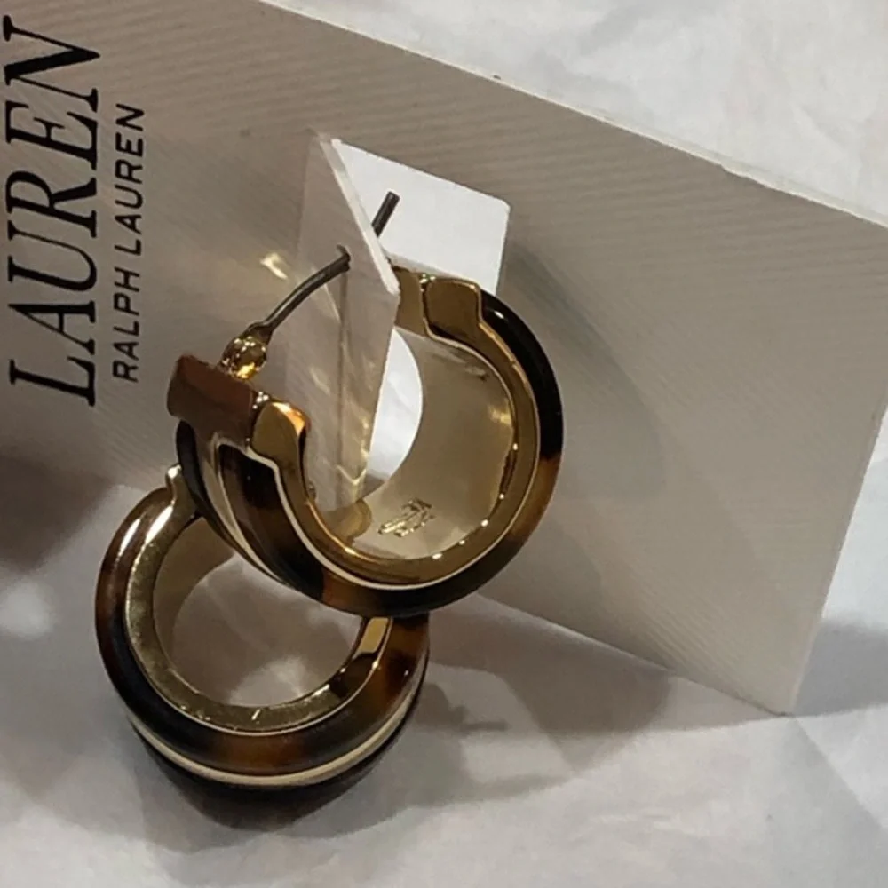 Lauren Ralph Lauren‎ tortoiseshell half moon cuff earrings brand new